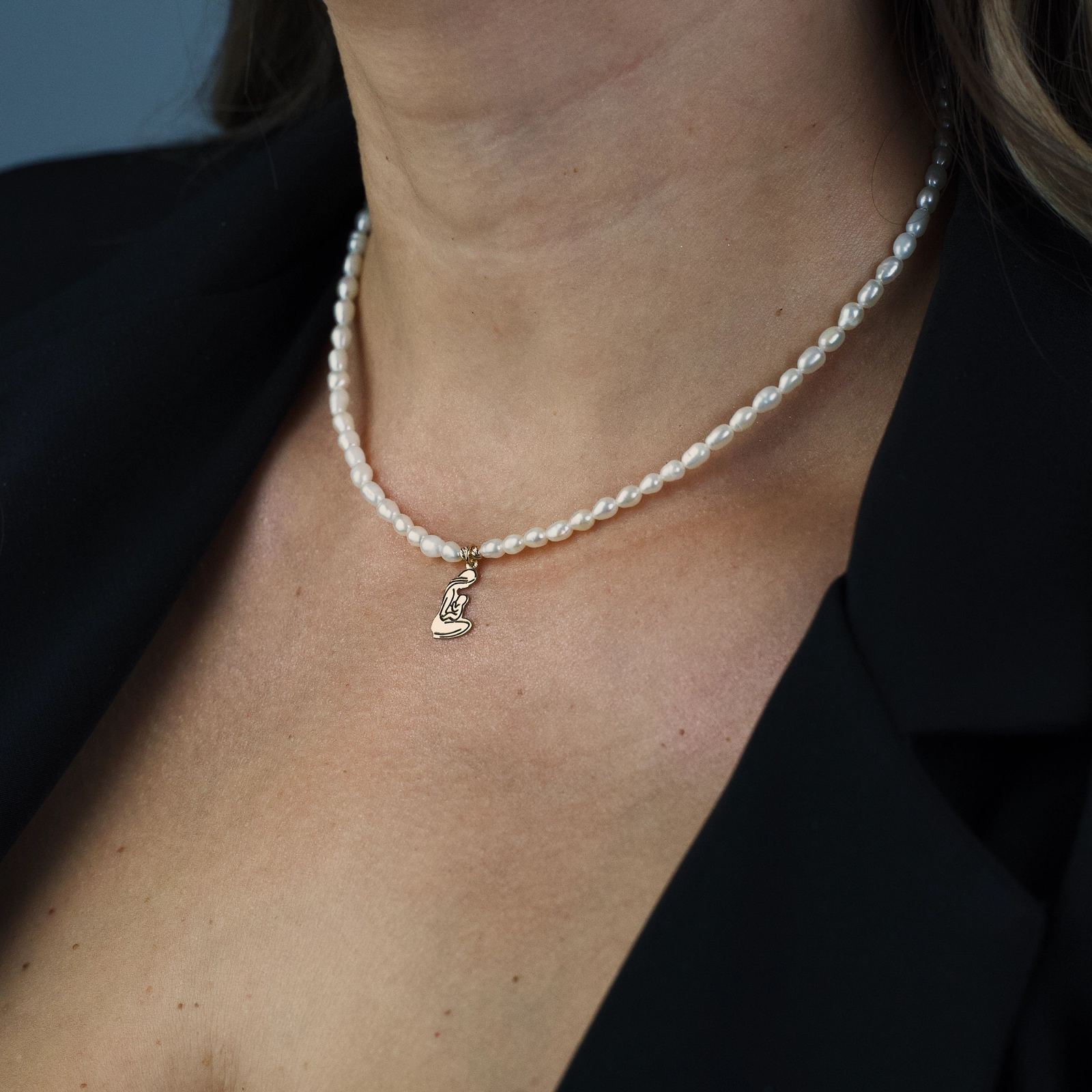 Colier perle naturale de cultura si pandantiv mama si copilul [1]