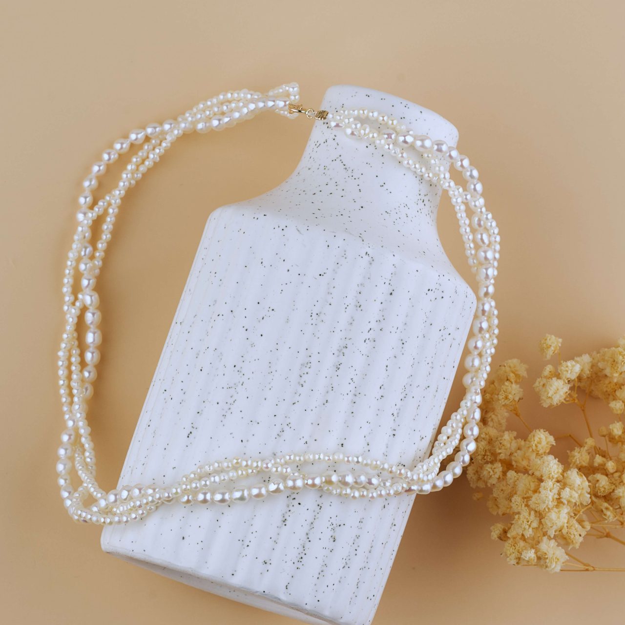 Colier perle naturale impletit  - Colier perle Mireasa si Aur 14K [3]