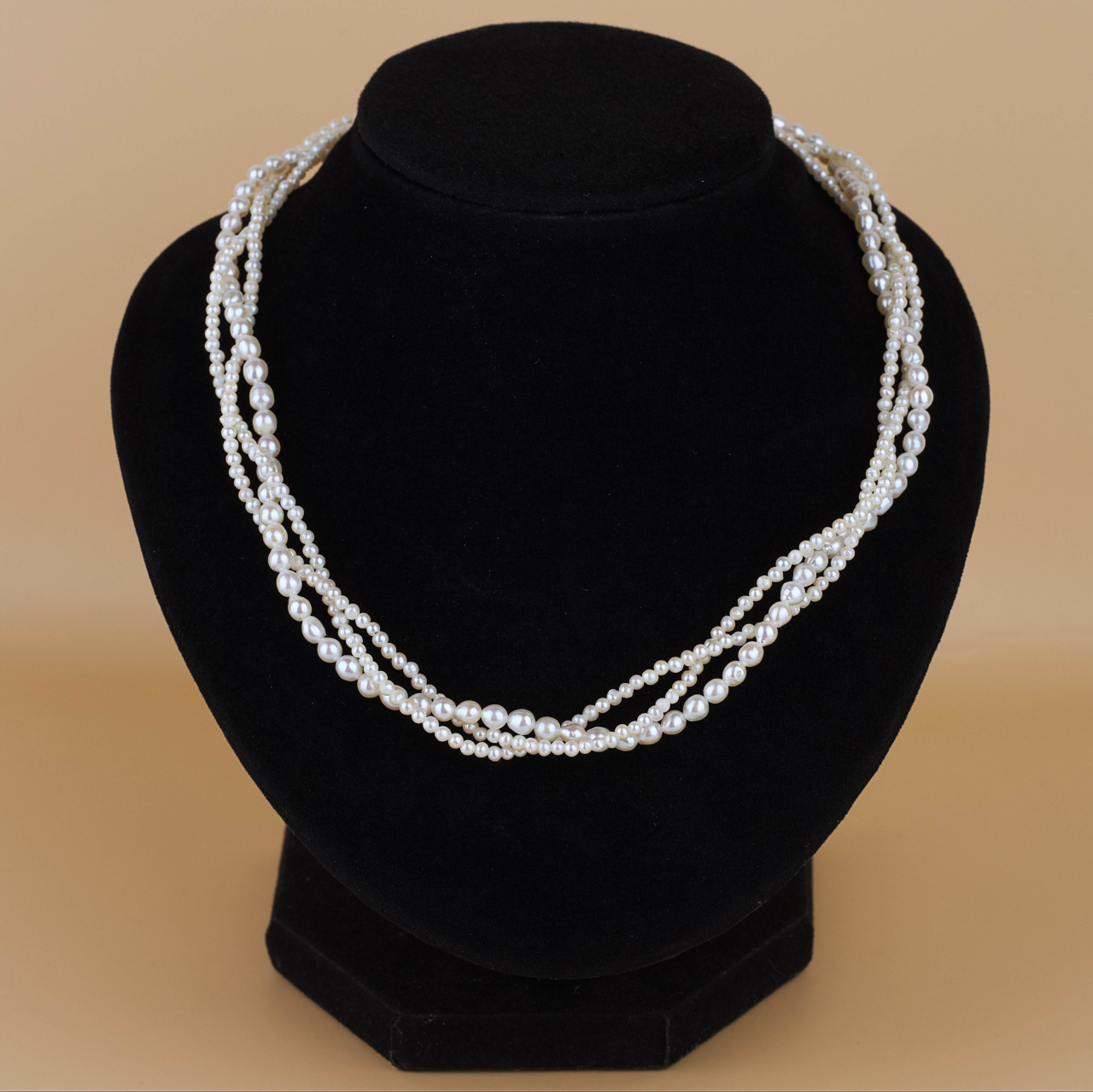 Colier perle naturale impletit  - Colier perle Mireasa si Aur 14K [4]