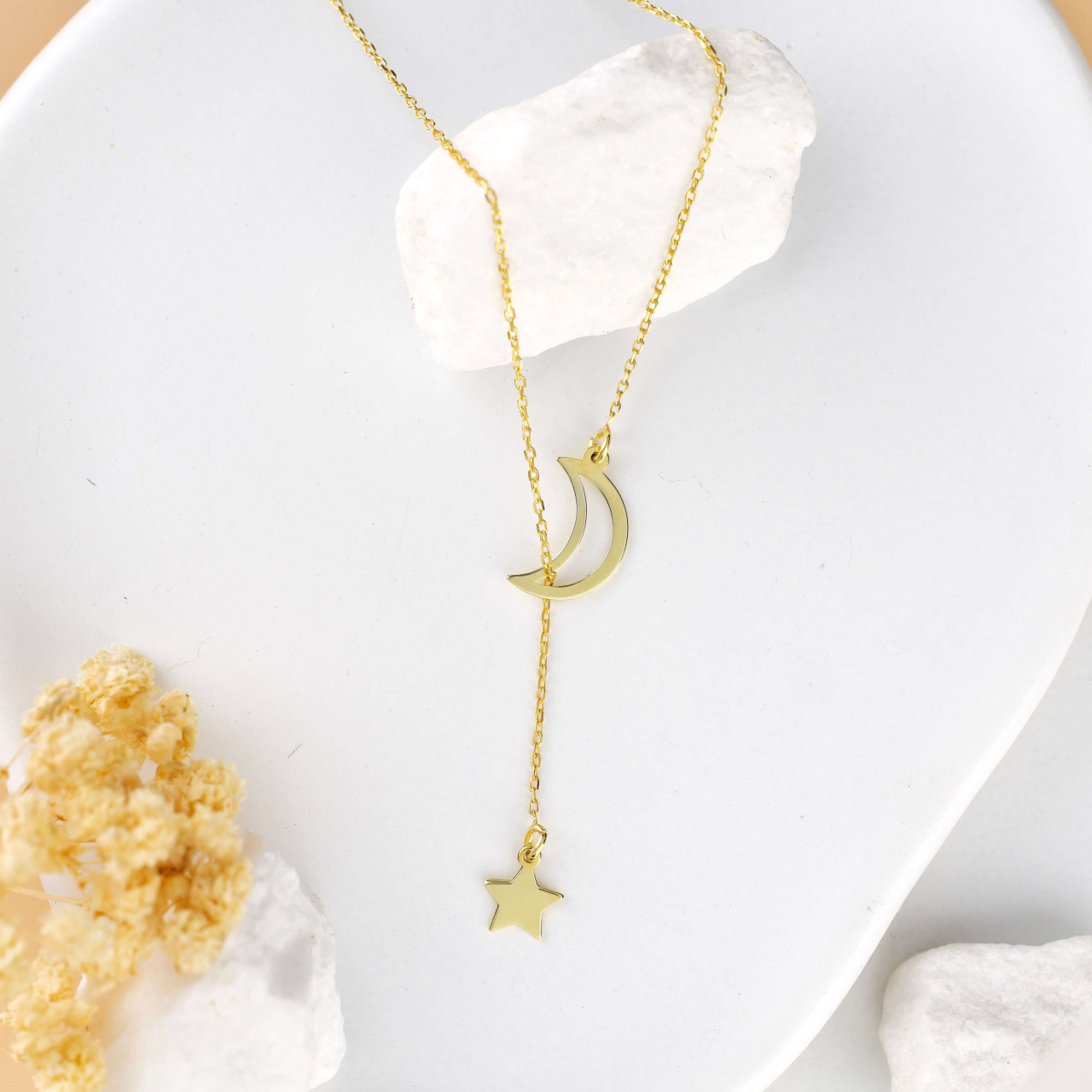 Lantisor din Argint 925 placat cu Aur 18K - Semiluna si Stea [1]
