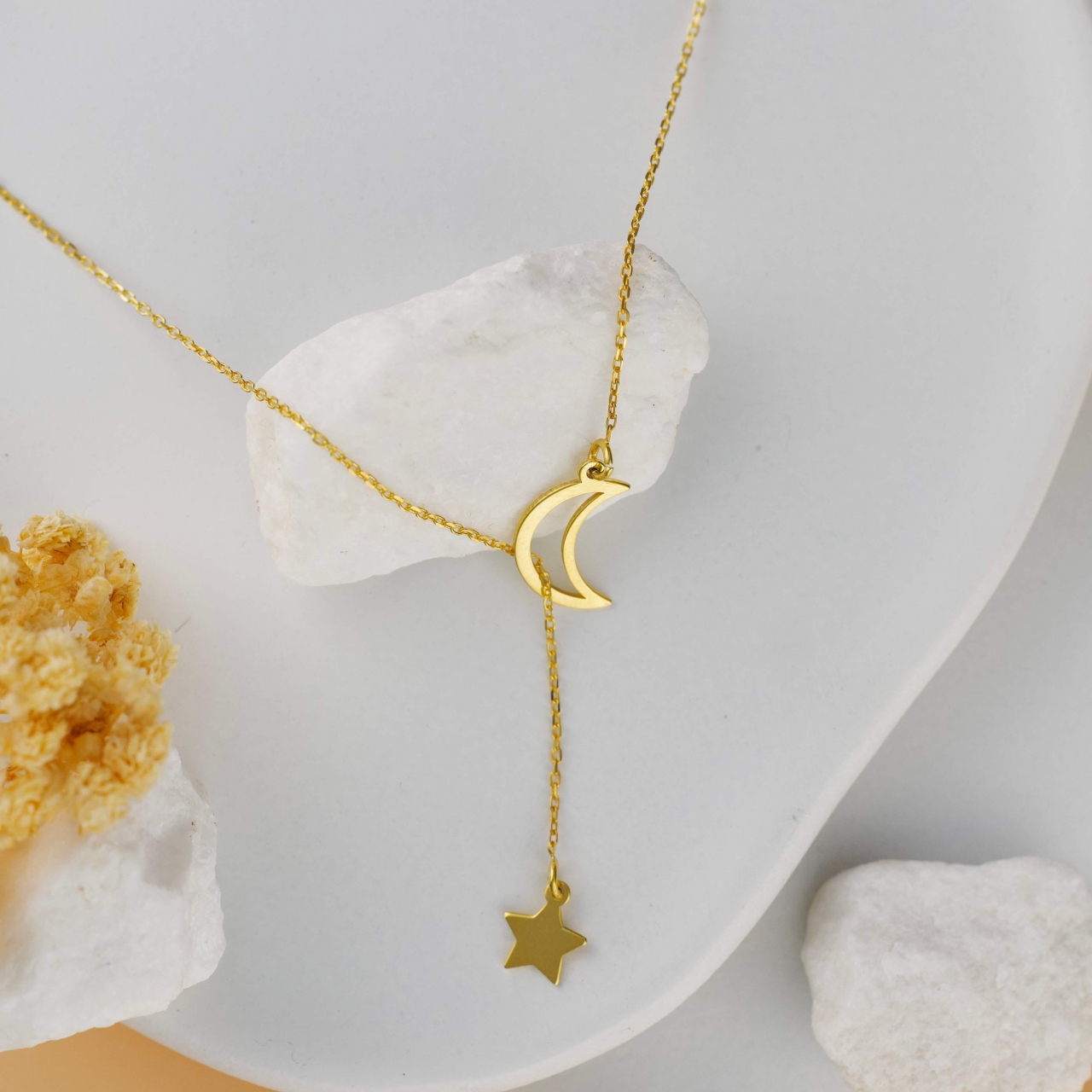 Lantisor din Argint 925 placat cu Aur 18K - Semiluna si Stea [2]