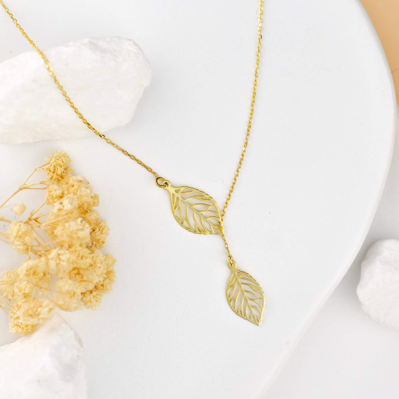 Lantisor din Argint 925 placat cu Aur 18K - Pandantiv Frunza [1]