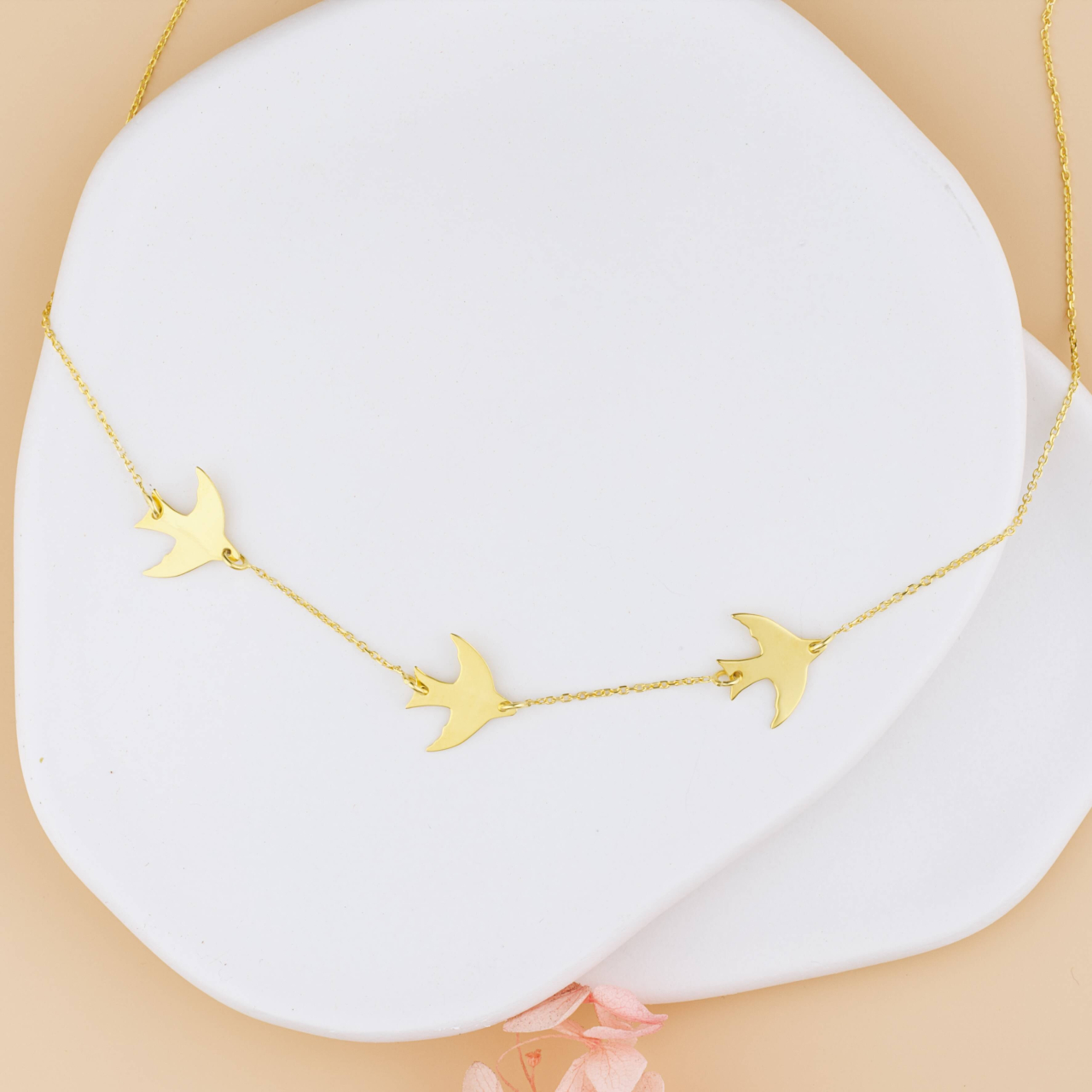 Lantisor din Argint 925 placat cu Aur 18K si pandantive randunica [2]