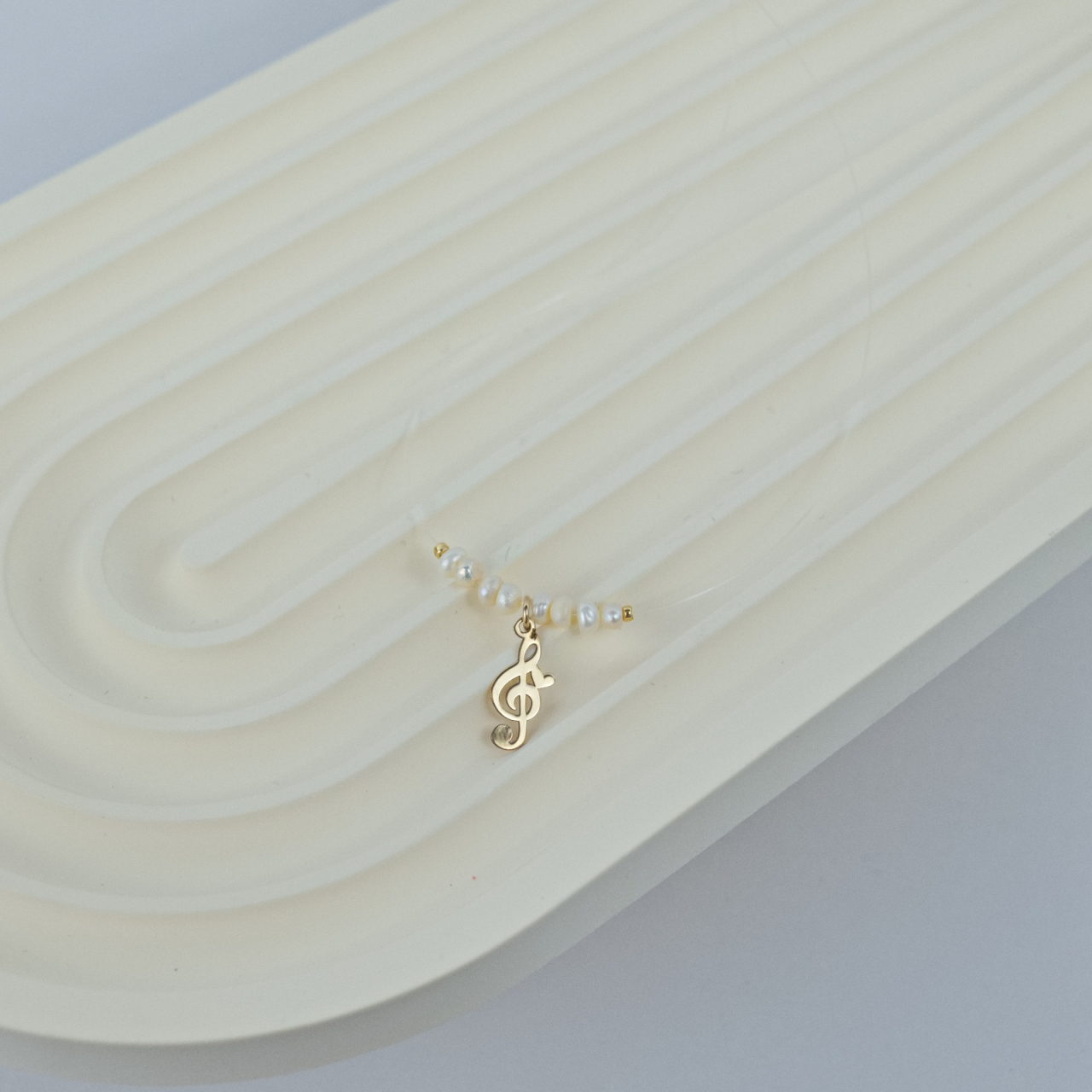 Lantisor fir transparent cu pandantiv Aur 14K Cheia Sol si perle de cultura [2]