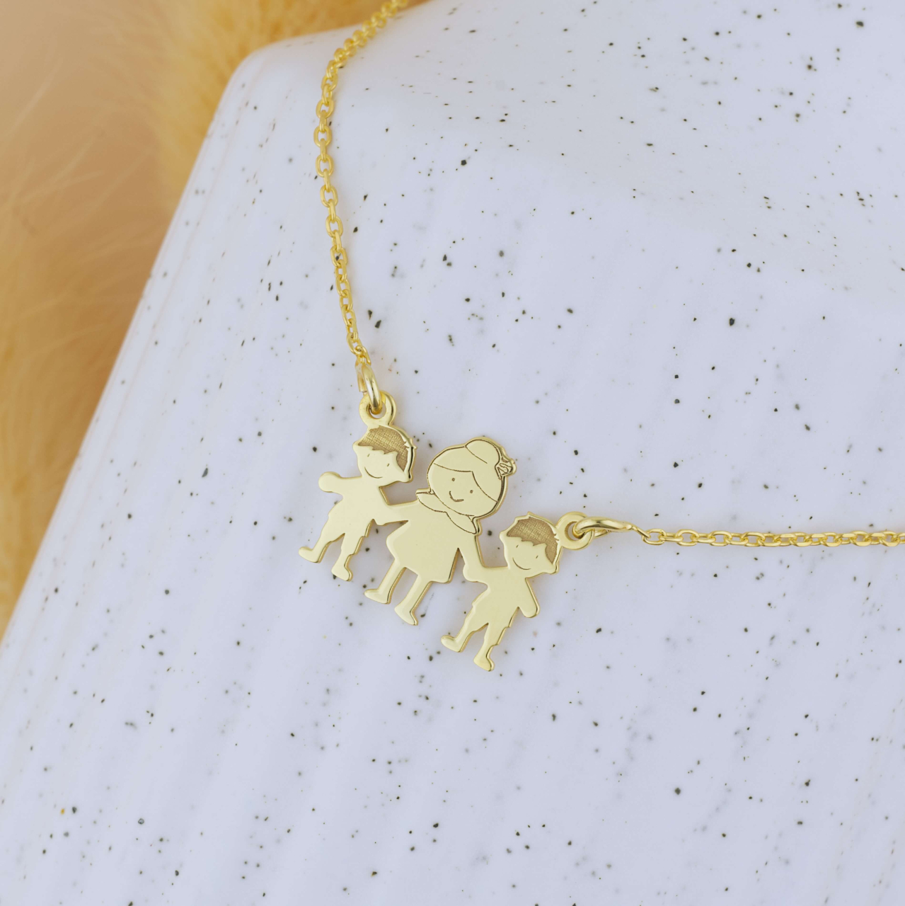 Lantisor Bunica si Nepoteii - Argint / Argint suflat cu Aur 18K - Cadou Bunica [4]