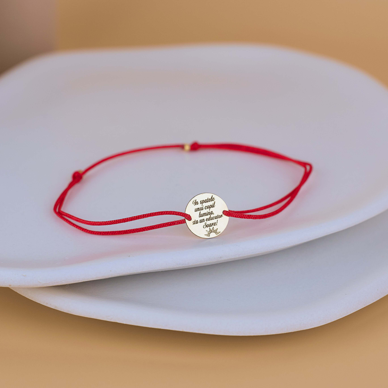 Martisor bratara cu banut din Aur 14K pentru educatoare - Mesaj personalizat [5]
