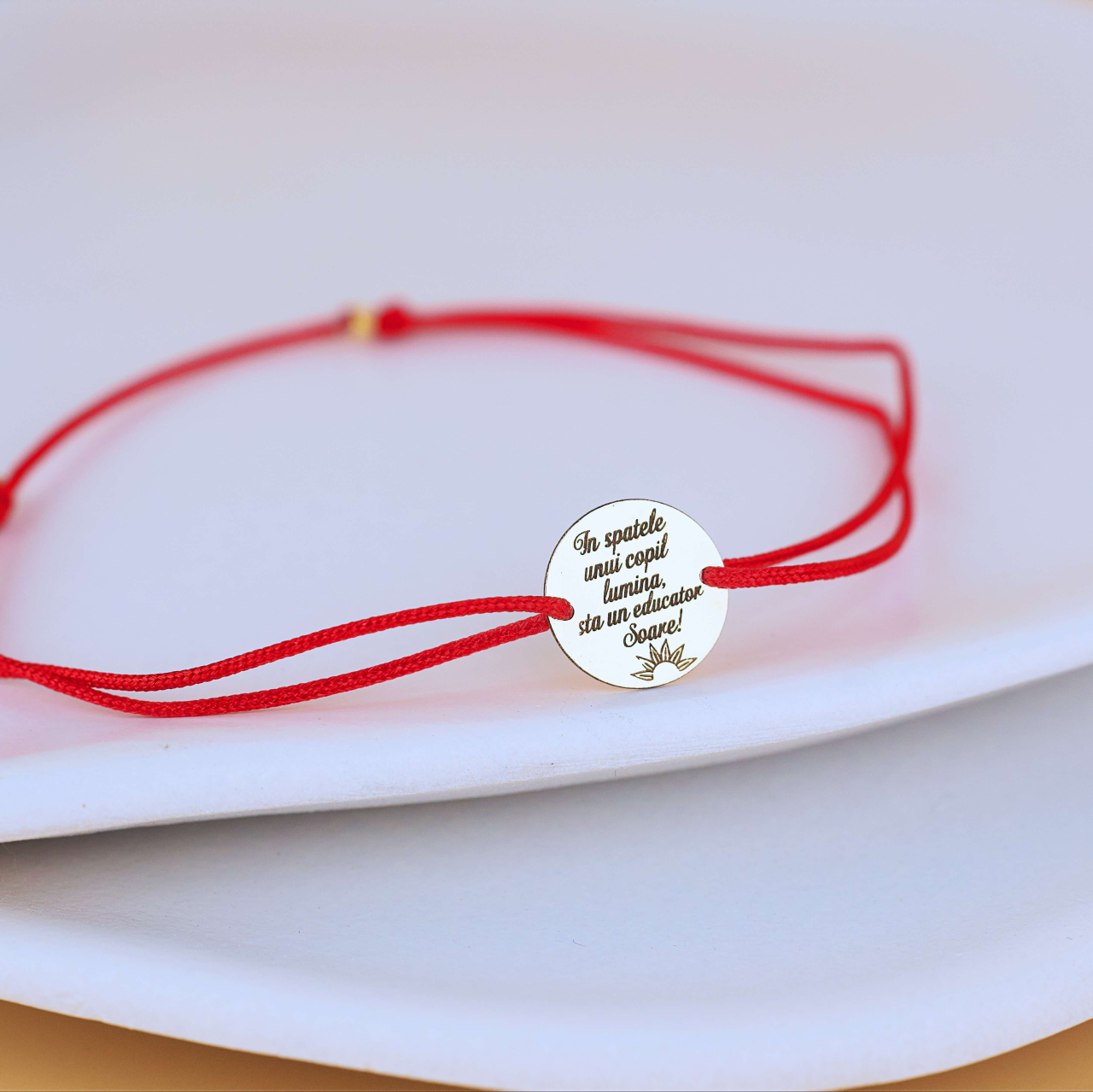 Martisor bratara cu banut din Aur 14K pentru educatoare - Mesaj personalizat [3]