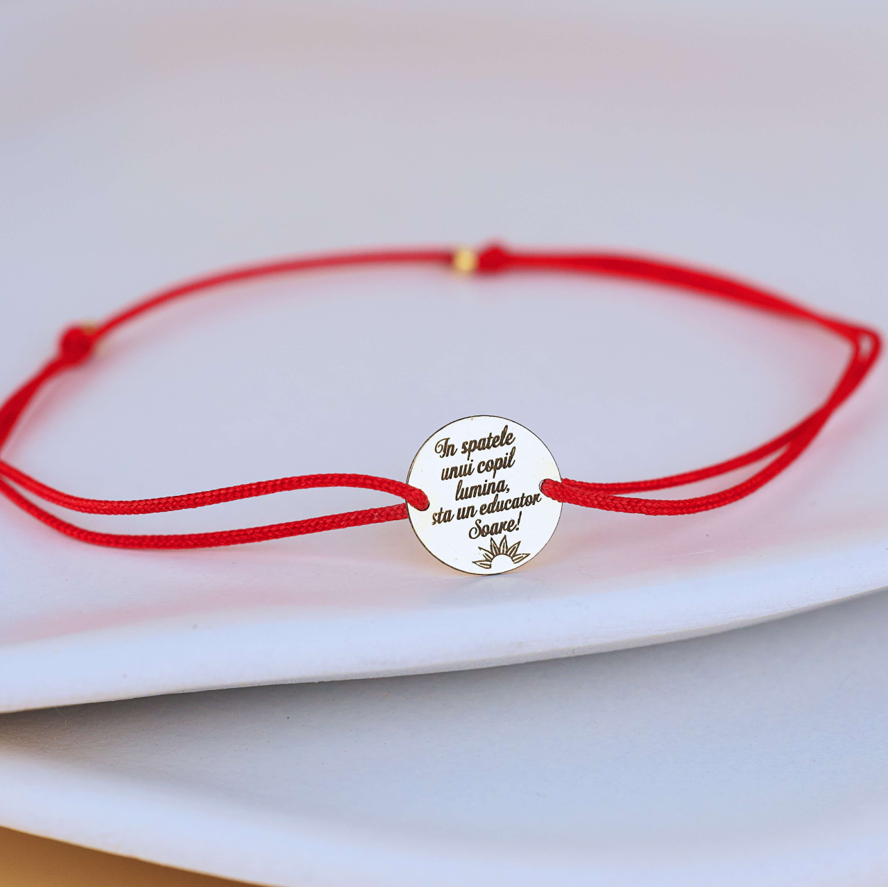Martisor bratara cu banut din Aur 14K pentru educatoare - Mesaj personalizat [4]