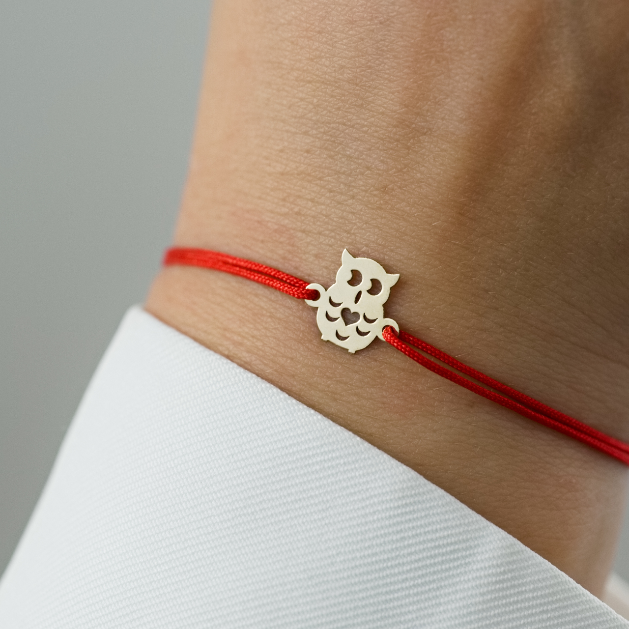 Martisor bratara cu snur Bufnita din aur 14K [2]