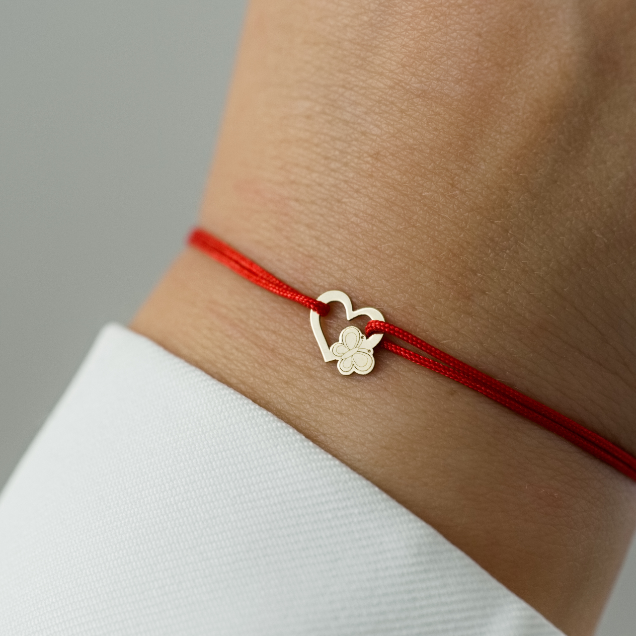 Martisor bratara cu snur Inima si Fluture din aur 14K [2]