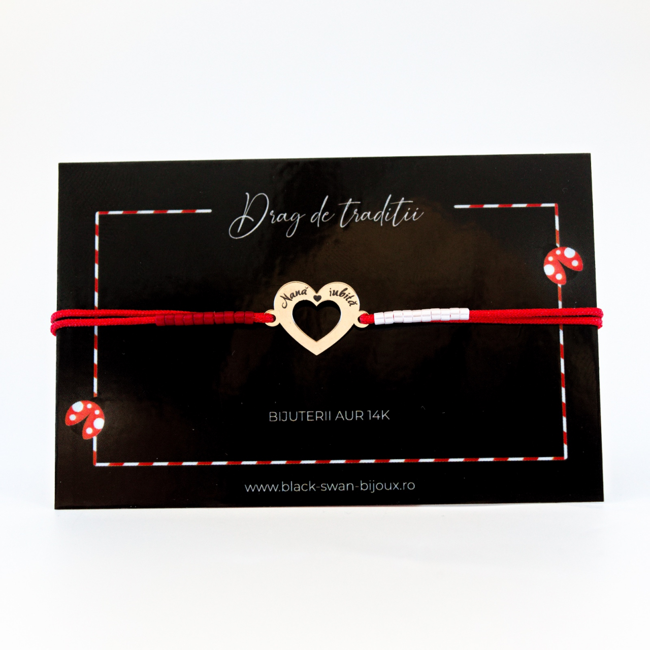 Martisor din aur 14K  pentru Nana - Inima din aur gravat 'Nana iubita' [2]