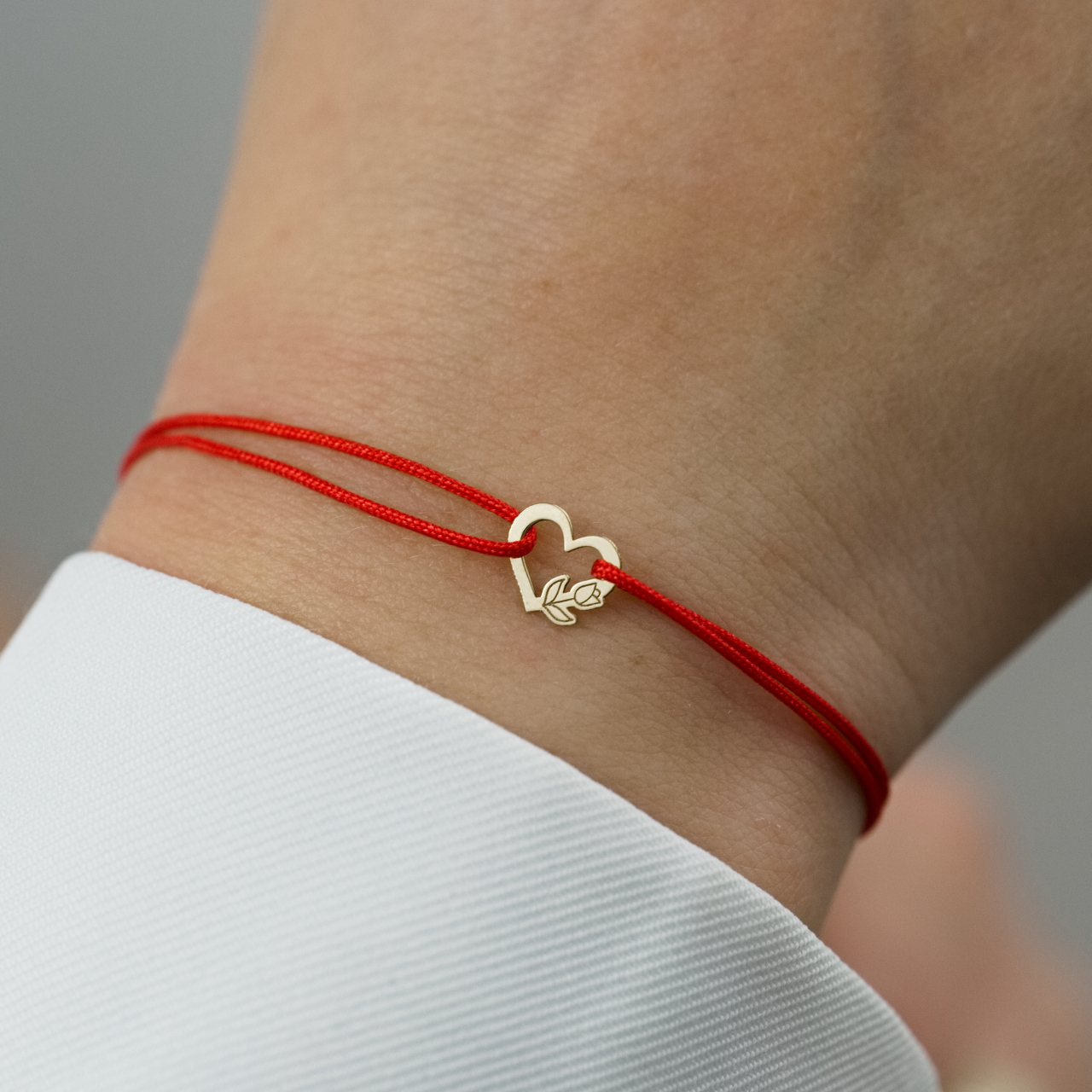 Martisor bratara cu snur Inima si Lalea din aur 14K [2]