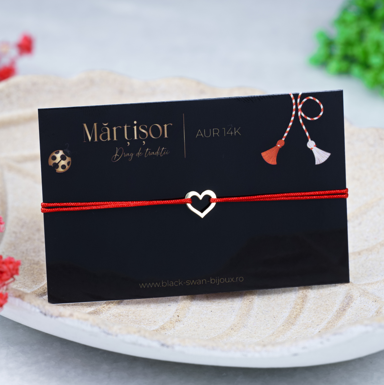 Martisor tip bratara cu snur Inima din aur 14K [1]