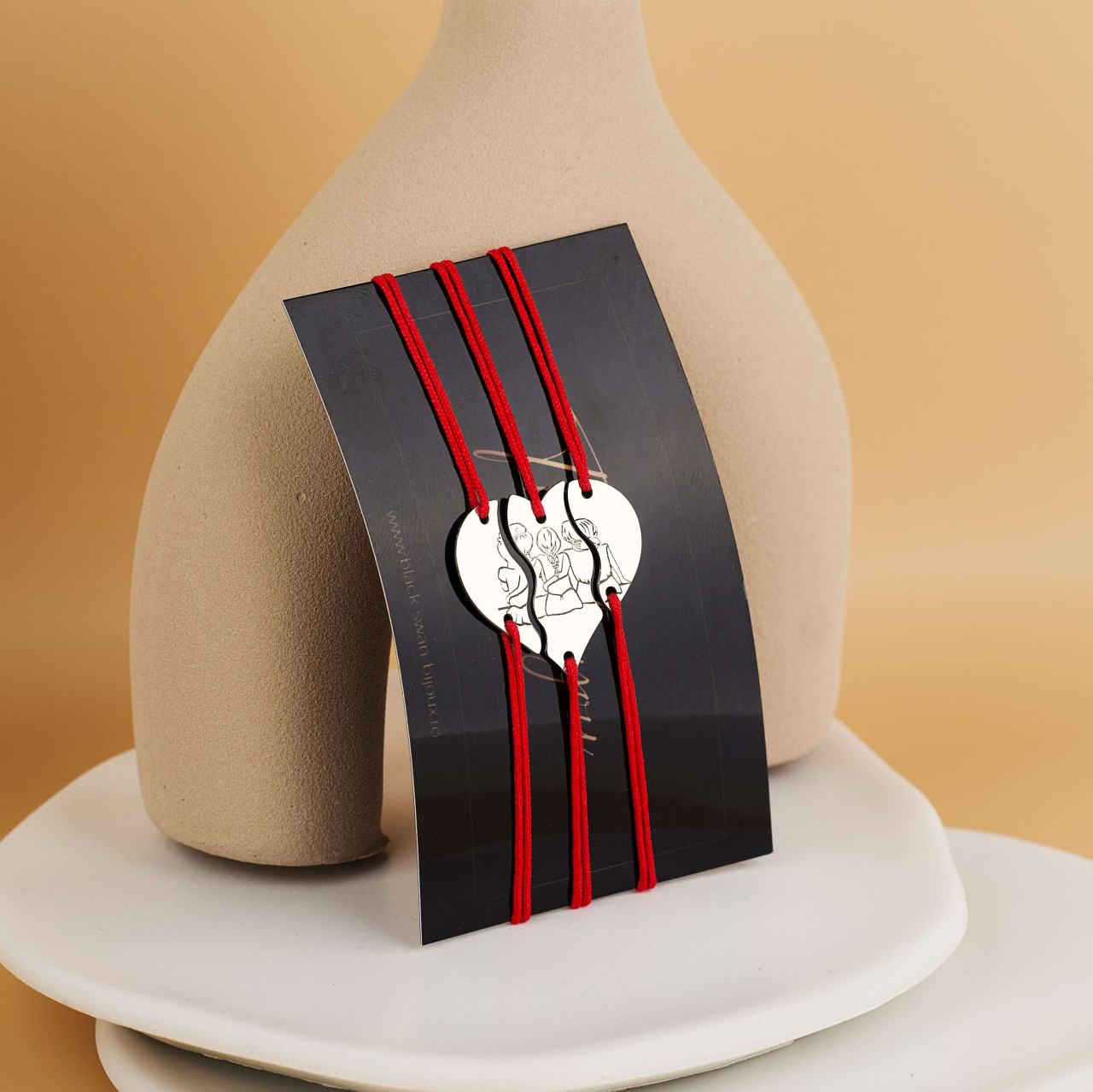 Set Cadou surori - Inima Argint 3 bratari puzzle - Snur reglabil [2]