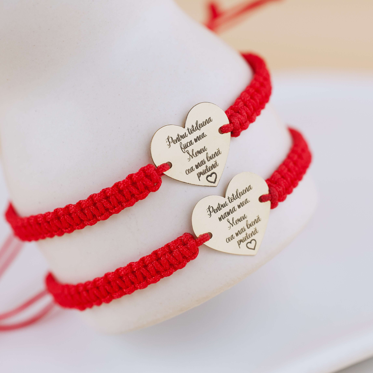 Bratara inima 15 mm Aur 14K mesaj personalizat pentru Mama - Cea mai buna prietena [2]