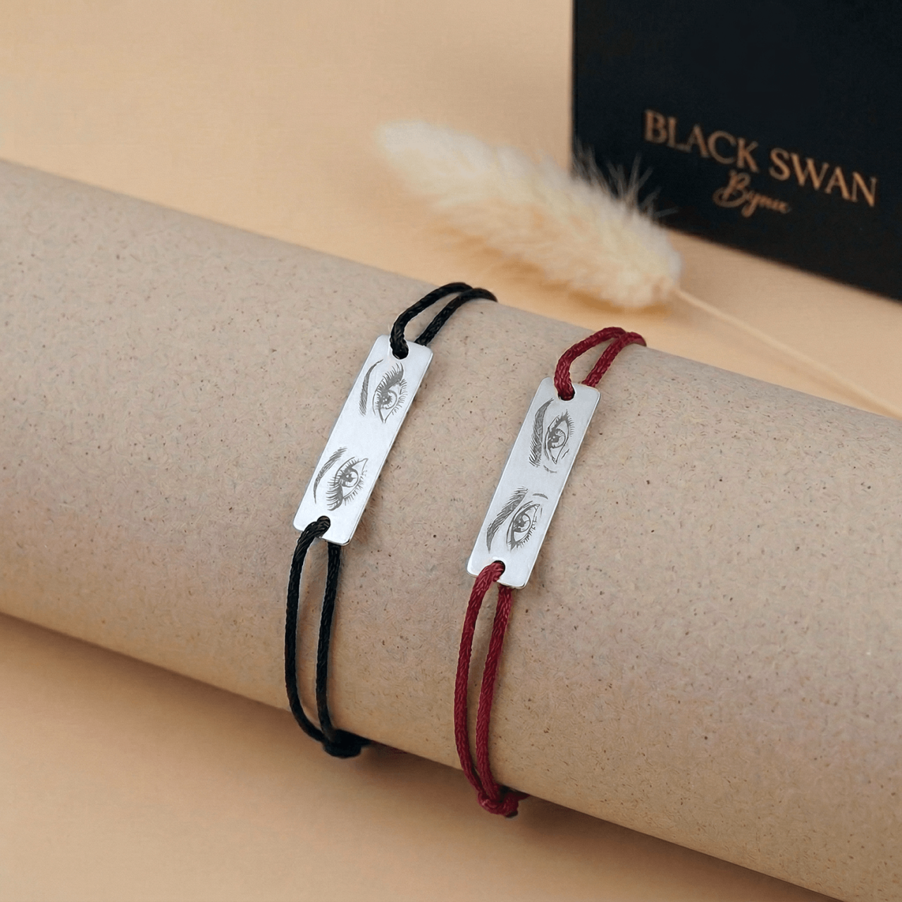 Set bratari cuplu "Eyes of Love" fotogravura ochi pentru el si ea placuta Argint 925 [2]