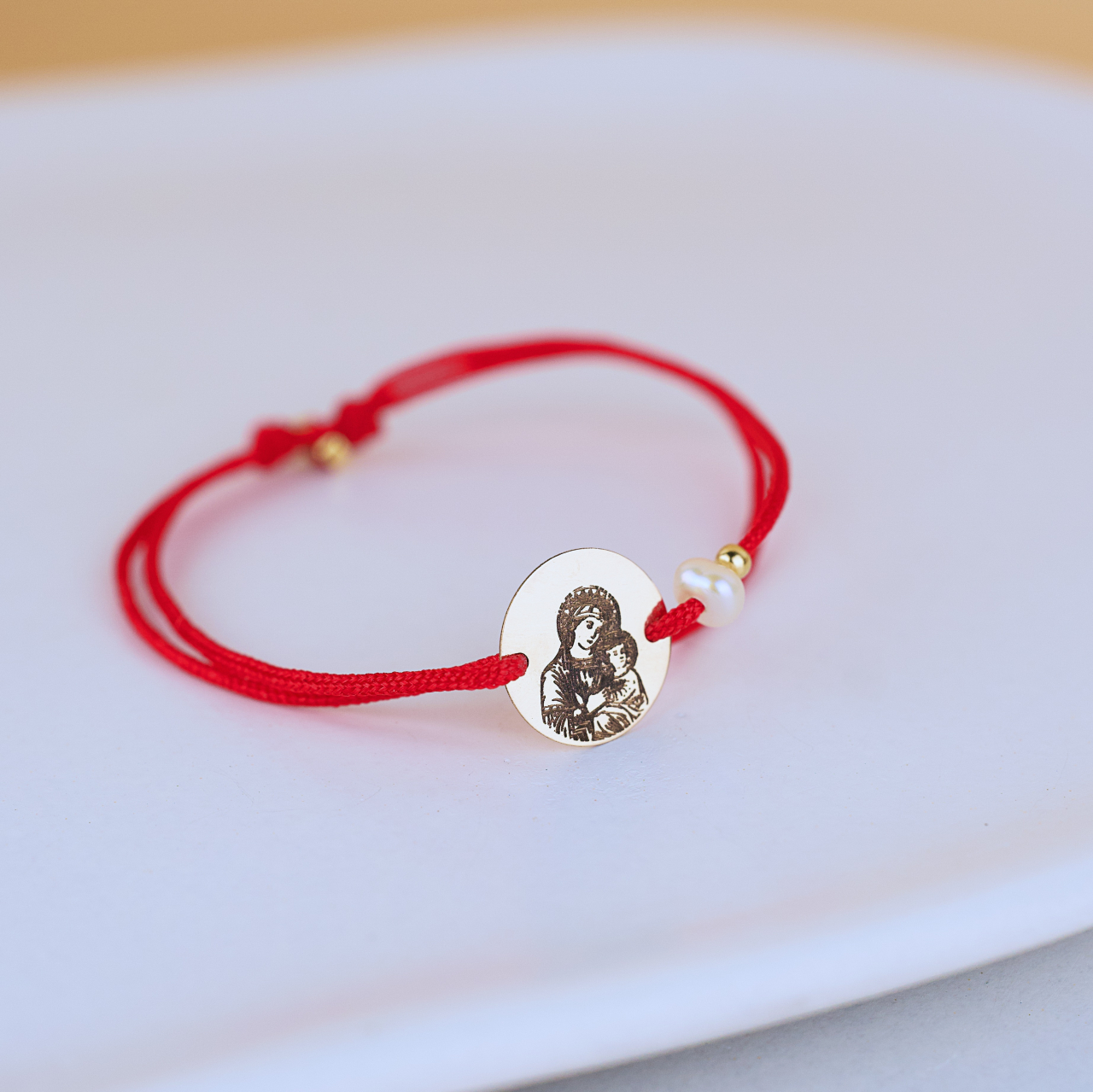 Bratara cu snur copii Banut Aur 14K Icoana Fecioara Maria / Maica Domnului [2]