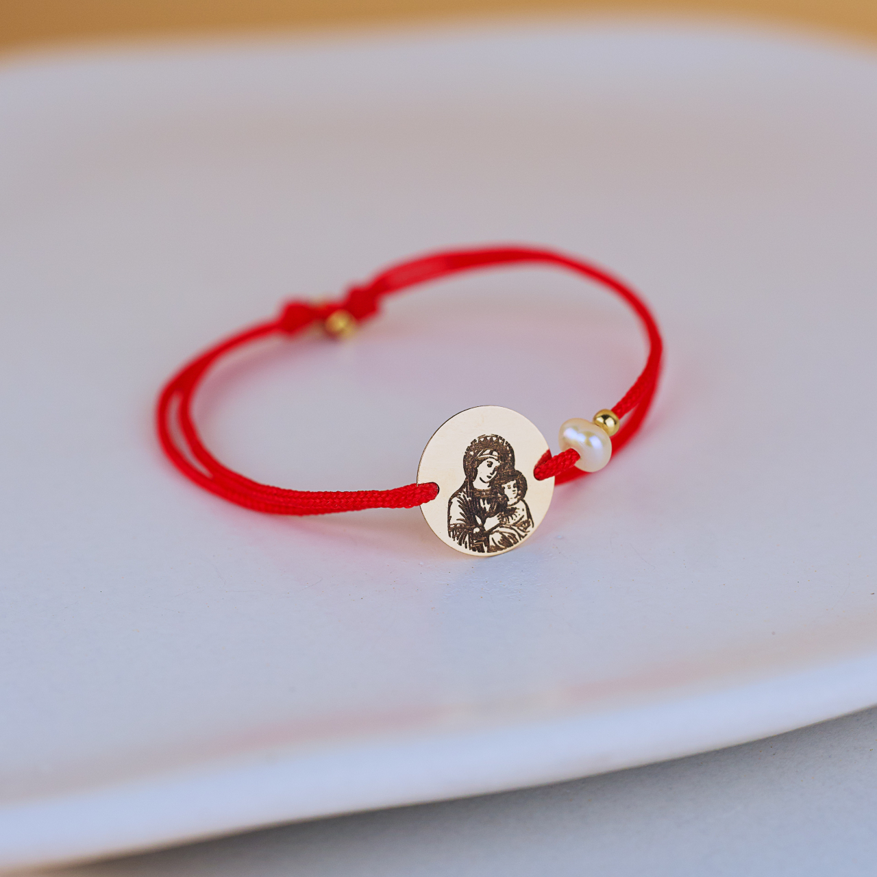 Bratara cu snur copii Banut Aur 14K Icoana Fecioara Maria / Maica Domnului [4]