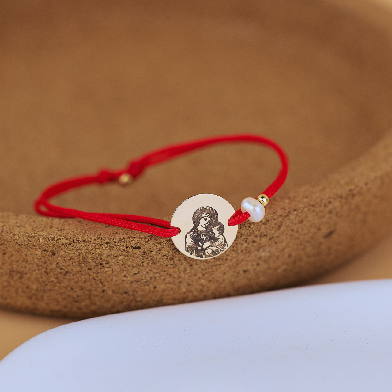 Bratara cu snur copii Banut Aur 14K Icoana Fecioara Maria / Maica Domnului [3]