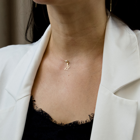 COLIERE - Lantisor fir transparent si pandantiv din aur 14 k molecula fericirii - Serotonina