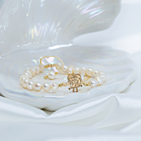 Bratara perle - bilute din aur 14K 2.5 mm - link aur surori / best friends [2]