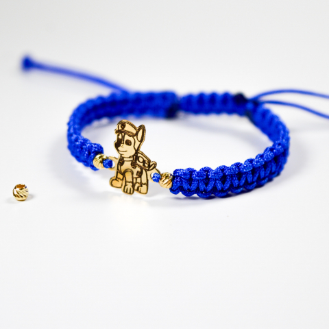 Bratara reglabila cu figurina PAW PATROL din aur 14K si bilute din aur 2.5 mm [2]
