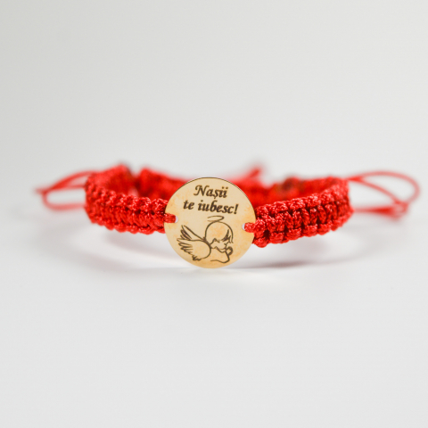 Bratara reglabila cu banut din aur 14K si mesaj gravat personalizat "Nasii te iubesc" [1]