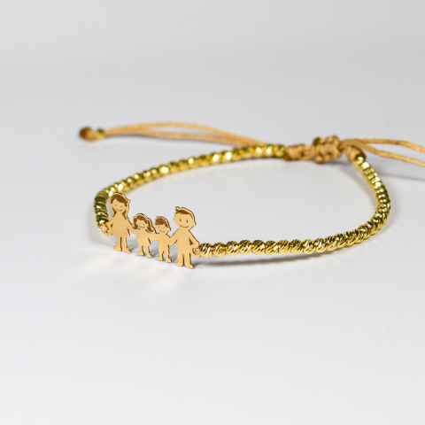 Bratara cu link din aur 14k 'FAMILY' si bilute din aur 2.5 mm [2]