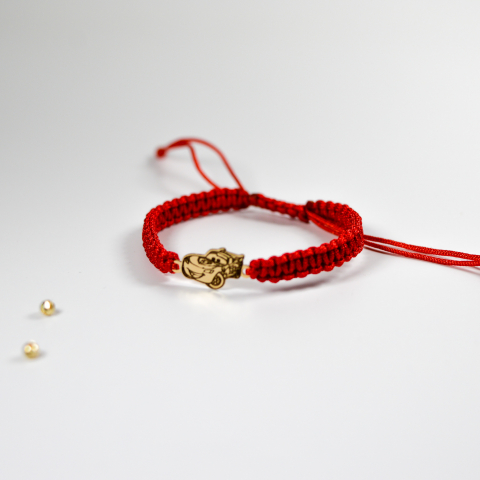 COPII - Bratara reglabila cu figurina 'Lightning McQueen' din aur 14K si bilute din aur 2.5 mm