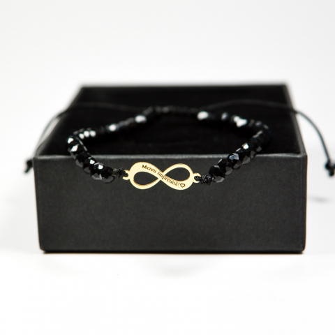 Set bratari hand-made cu simbol infinit din aur 14K si pietre semipretioase onyx negre [1]