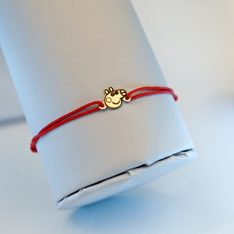 Martisor bratara cu snur Peppa Pig din aur 14K [2]
