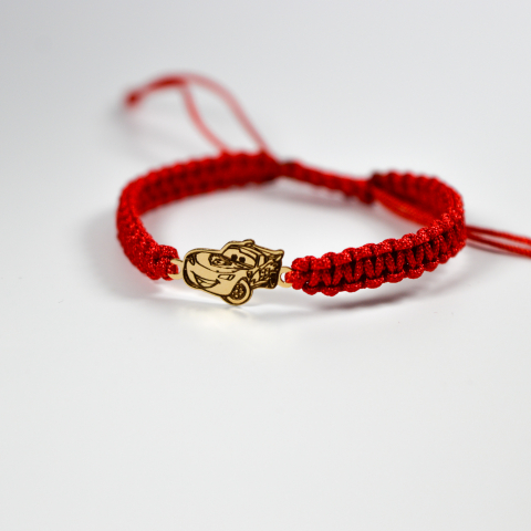 Bratara reglabila cu figurina 'Lightning McQueen' din aur 14K si bilute din aur 2.5 mm [2]