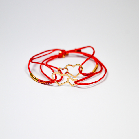 Set bratari cu snur si inimioare din aur 14K - Set mama copil [1]