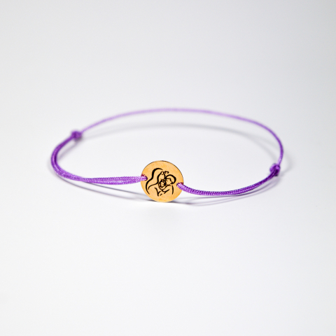 Bratari cu snur si banut din aur - Bratara cu snur si banut din aur 14K gravat personalizat -  Mama si copiii