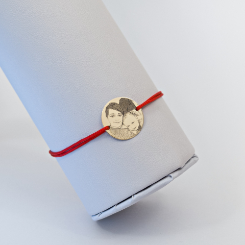 FOTO-GRAVURĂ - Bratara personalizata cu poza - Banut din aur 16 mm cu gravura fata-verso