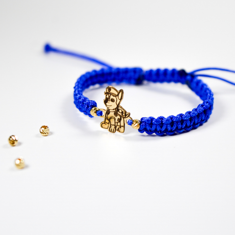 Bratara reglabila cu figurina PAW PATROL din aur 14K si bilute din aur 2.5 mm [1]