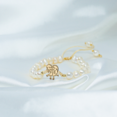 Bratara perle - bilute din aur 14K 2.5 mm - link aur surori / best friends [4]