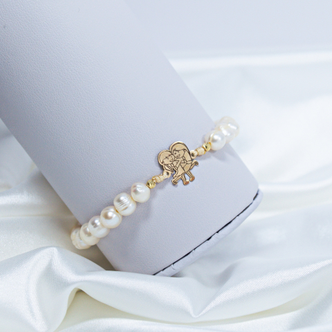 Bratara perle - bilute din aur 14K 2.5 mm - link aur surori / best friends [1]