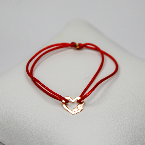 Bratara cu snur rosu bebe - Inimioara din aur 14K [2]