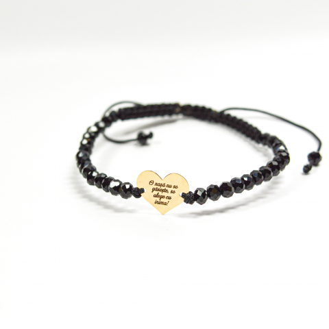 Bratara cu inimioara din aur 14K si cristale din sticla - Mesaj personalizat pentru nasa [3]