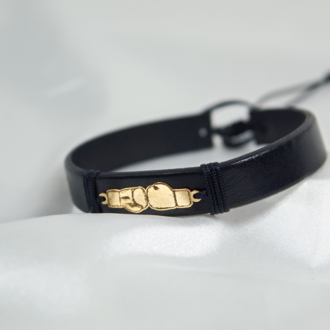 Bratara barbateasca din piele naturala si aur 14K - Box Lover [1]