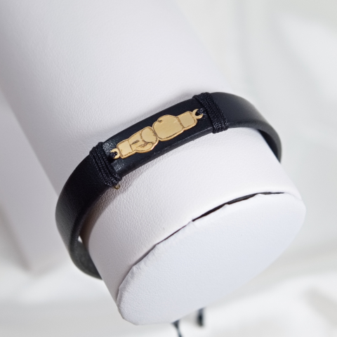 BRĂȚĂRI BĂRBAȚI - Bratara barbateasca din piele naturala si aur 14K - Box Lover