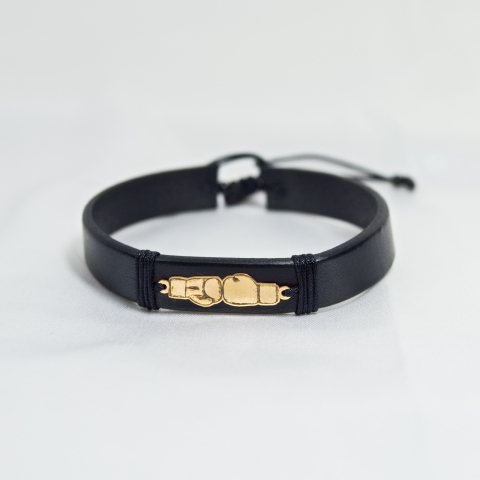 Bratara barbateasca din piele naturala si aur 14K - Box Lover [2]