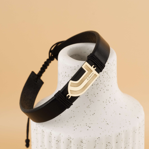 AUR - Bratara Piele link Aur Juventus- Piele naturala si Aur 14K