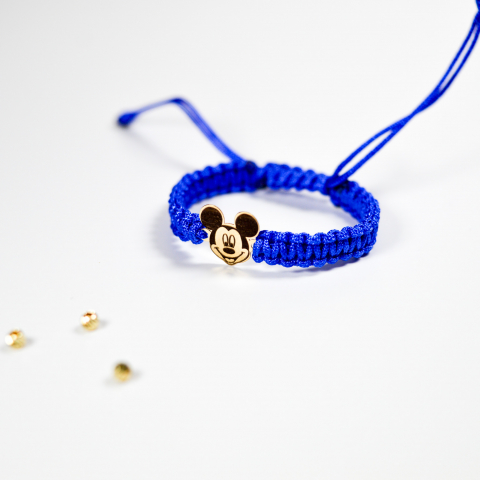 Bratara cu snur impletit din matase figurina din aur 14K Mickey Mouse [2]