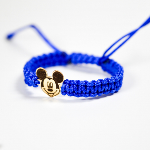 Bratara cu snur impletit din matase figurina din aur 14K Mickey Mouse [1]