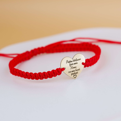 8 Martie - Bratara inima 15 mm Aur 14K mesaj personalizat pentru Fiica - Cea mai buna prietena