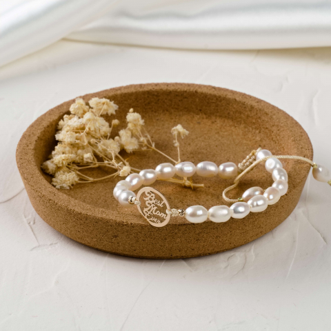 Bratara din perle de cultura banut din Aur 14K 'Best Mom Ever' Cadou pentru mama [4]