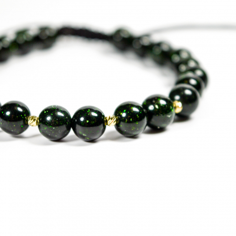 Bratara pietre semipretioase garnet green si bilute din aur de 2.5 mm 14K pentru barbati [2]