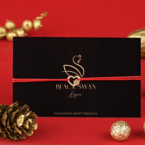 Craciun 2025 - Bratara snur inima si fulg de nea din Aur 14K - Winter Edition